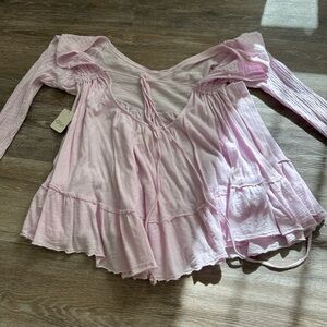 Free People Pink Peasant Blouse